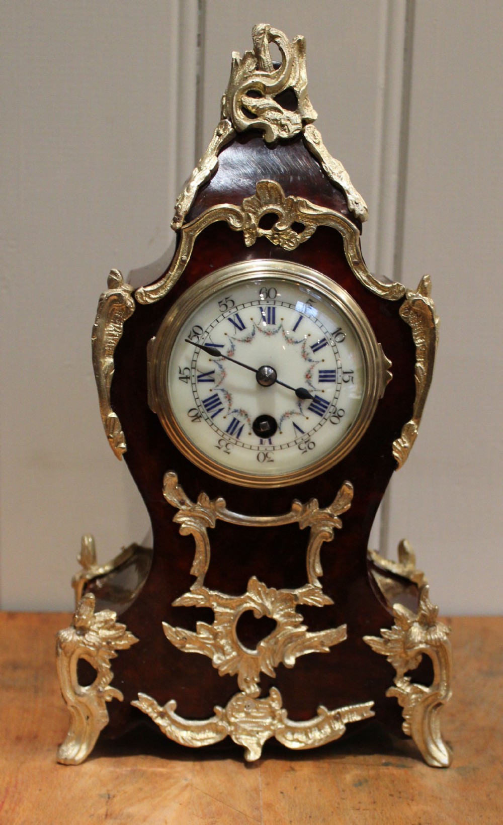French Tortoiseshell and Ormolu Mantel Clock 
