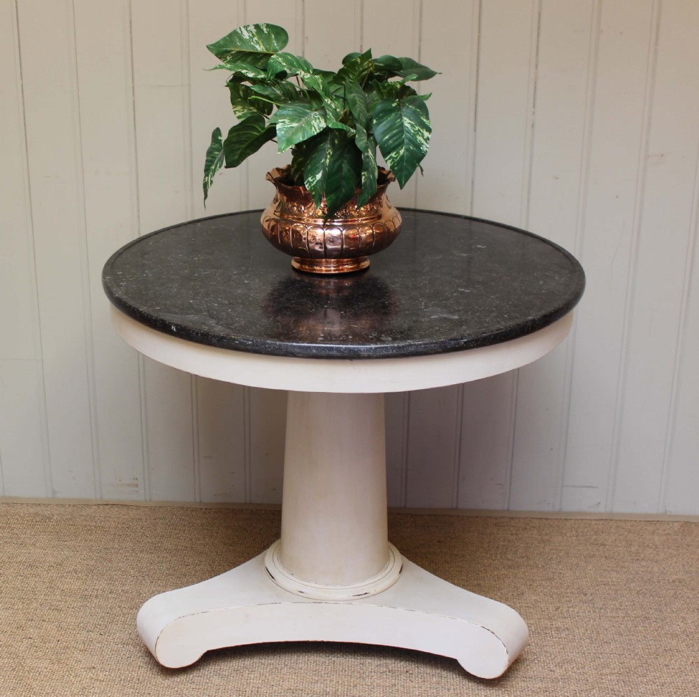 Painted Circular Granite Top Pedestal Table