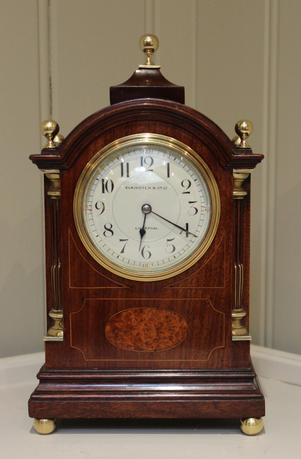 Mahogany and Inlay Miniature English Bracket Clock