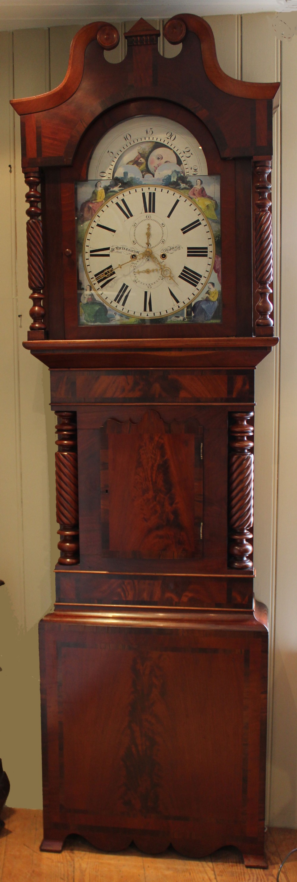 Vast Moon Roller Mahoagany Longcase Clock (England, c. 1850)