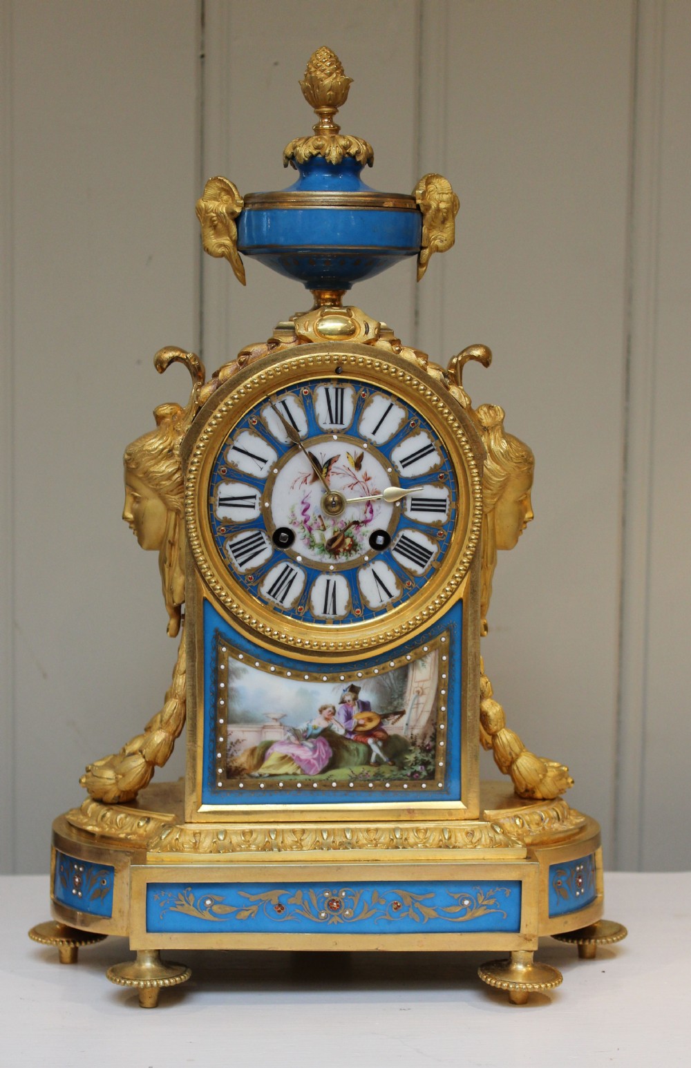 French Ormolu and Porcelain Panel Mantel Clock