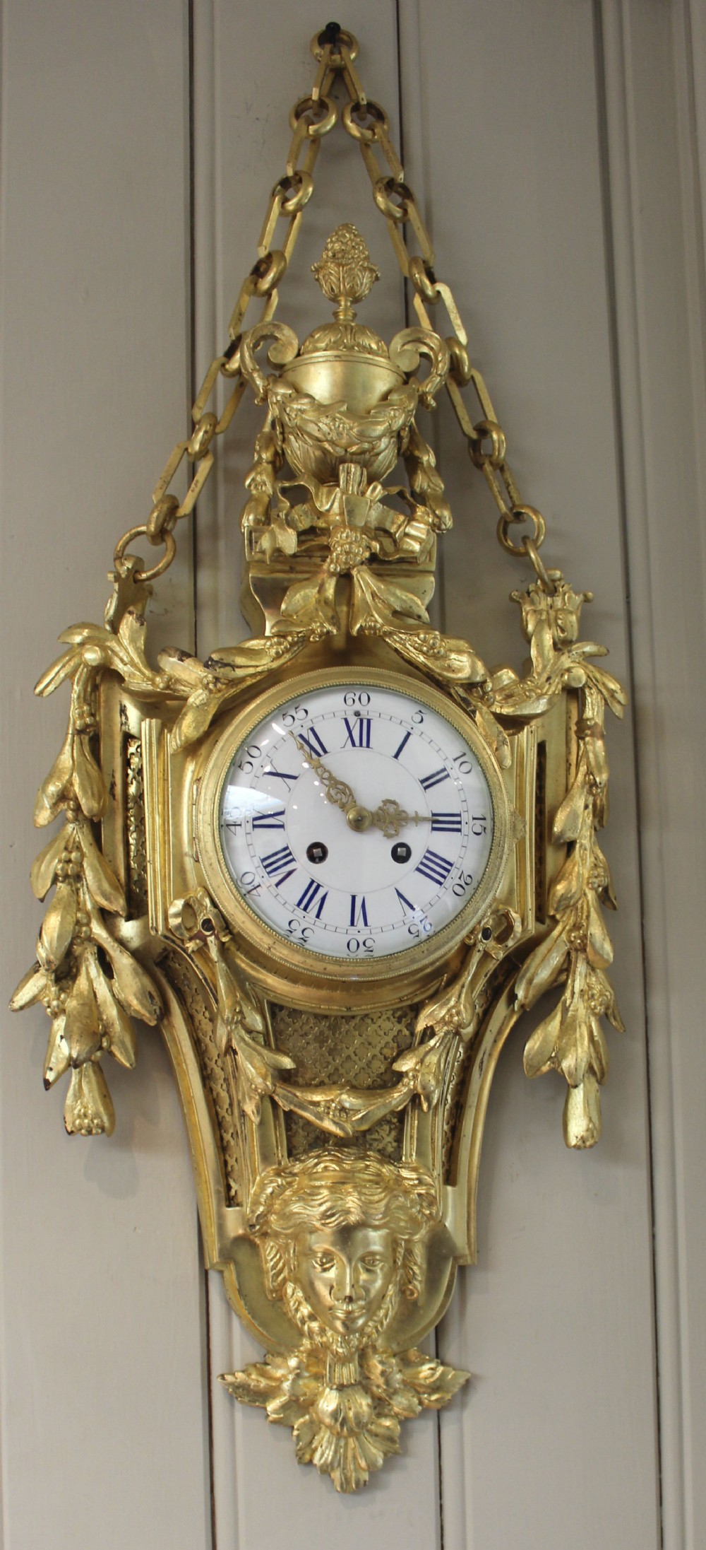 Mid 19th Century Gilt Ormolu Cartel Clock (France, c. 1870)