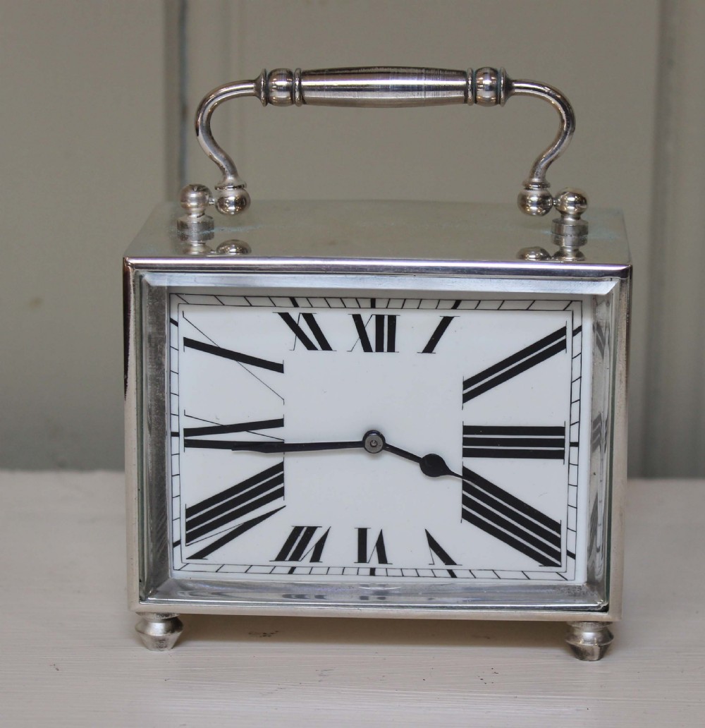 Unusual Art Deco Silver Plated Carriage Clock