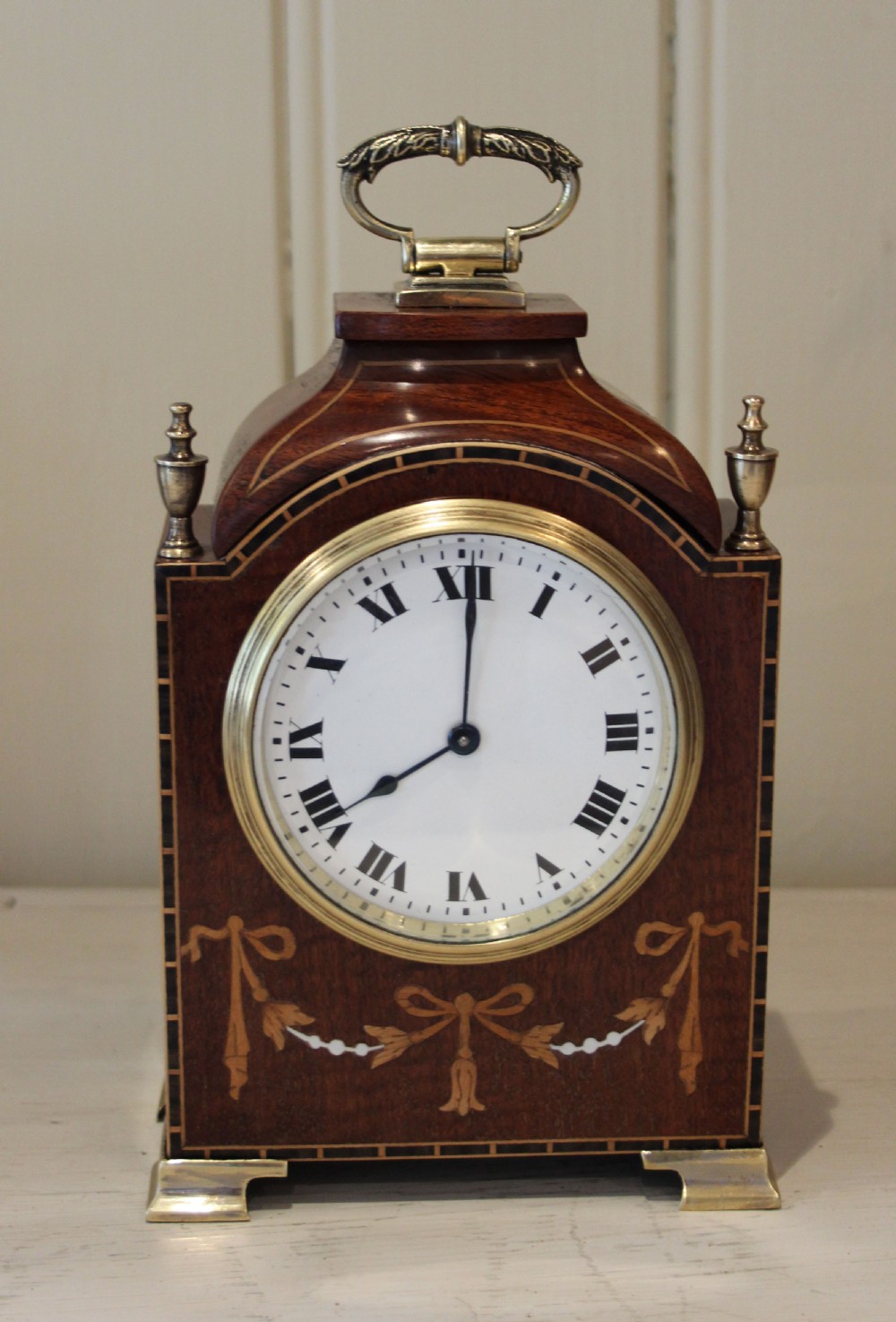 Edwardian Mahogany and Inlay Mantel Clock