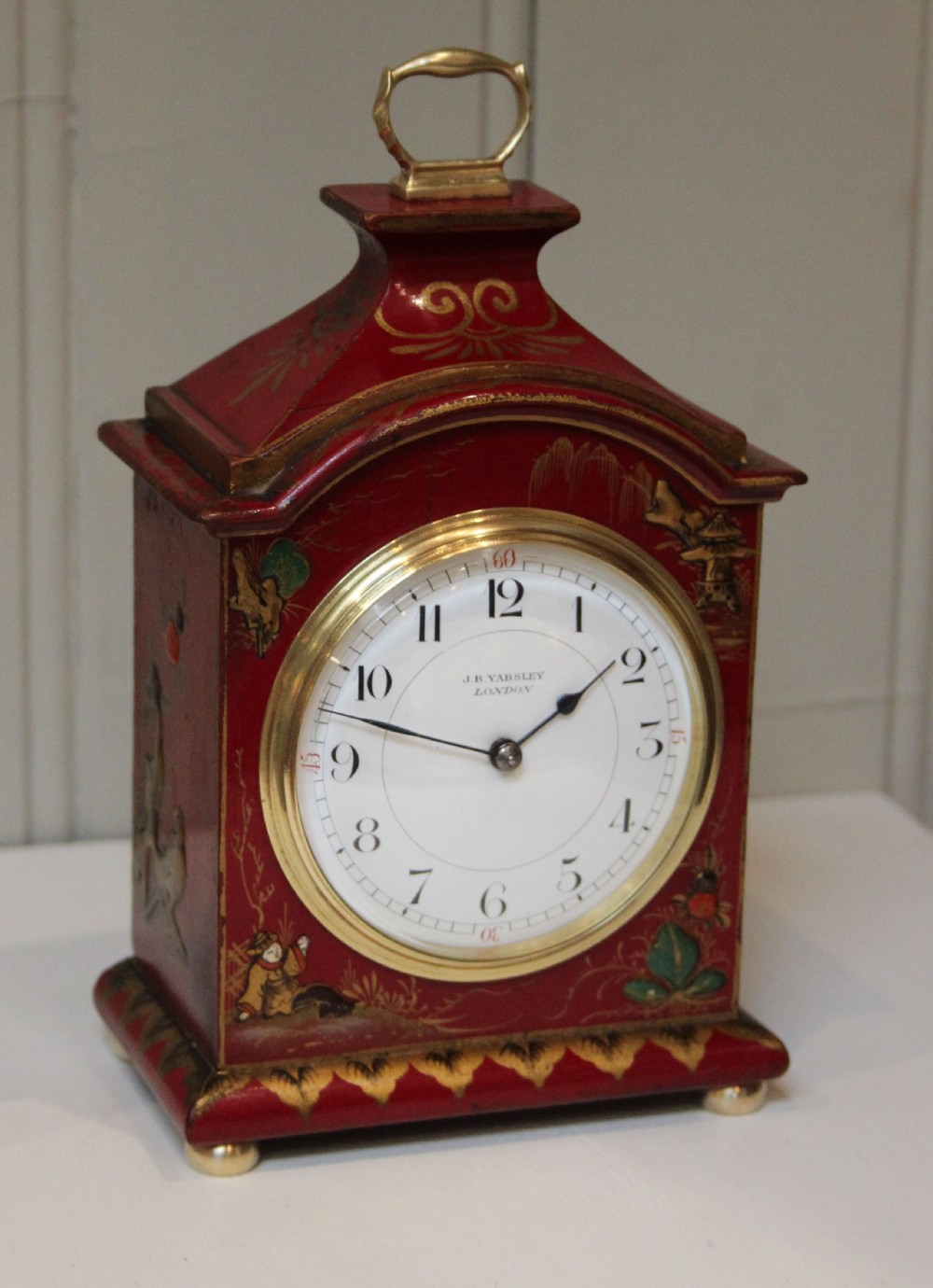 Red Chinoiserie Mantel Clock