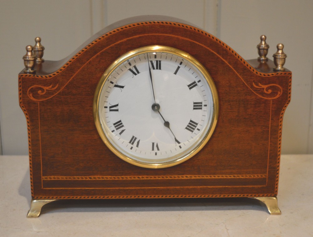 Edwardian Mahogany and Inlay Mantel Clock