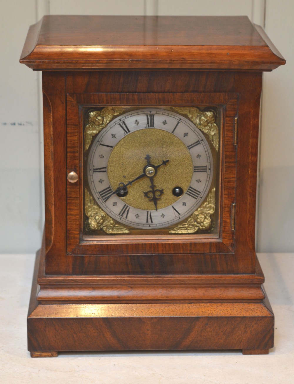 Walnut Ting Tang Chime Mantel Clock (Germany, 1890)