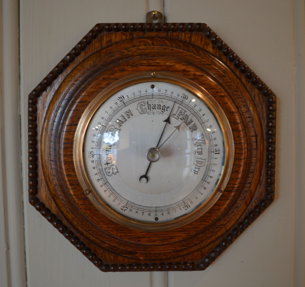 Solid Oak Octagonal Wall barometer 