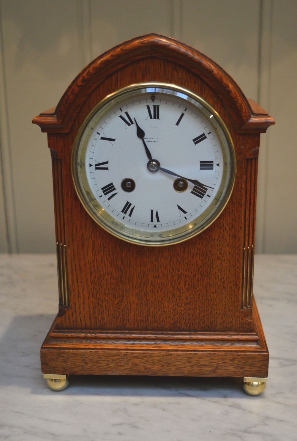 Oak Lancet Top Striking Mantel Clock 