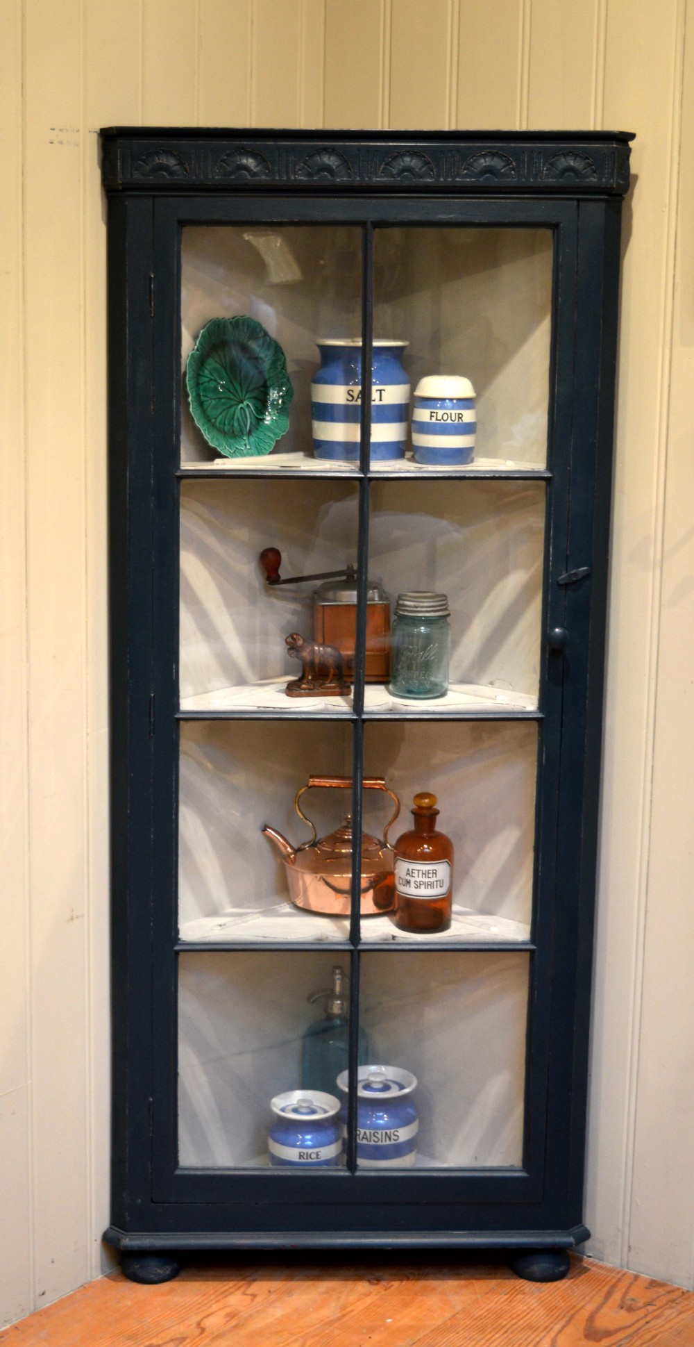 Painted Glazed Corner Display Cabinet