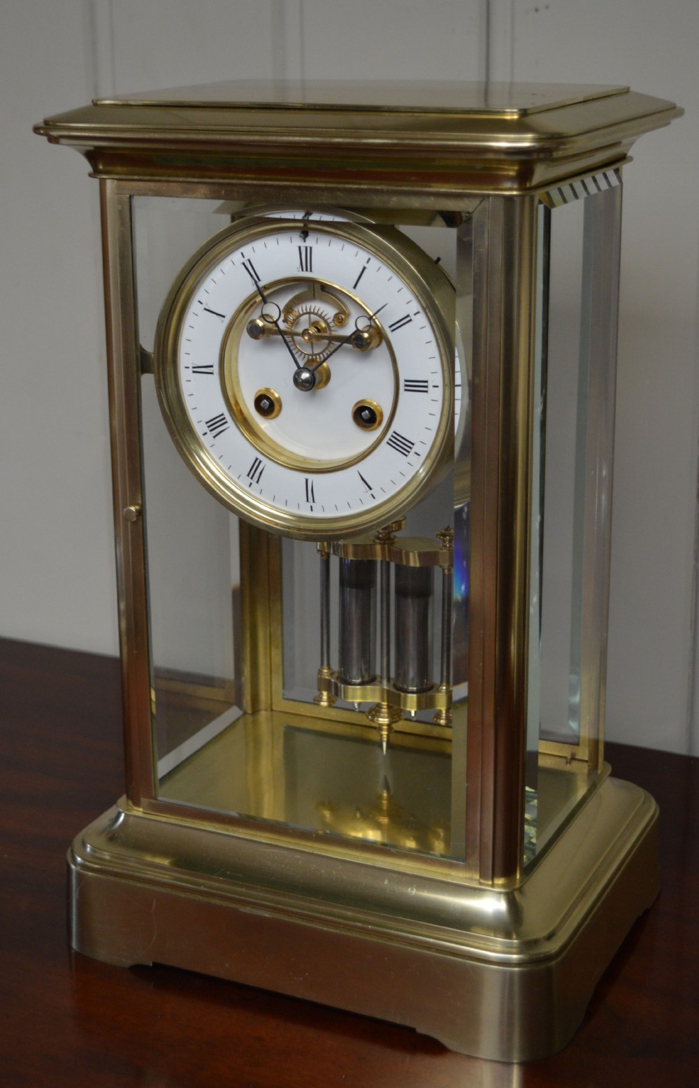 Large Bell Striking Four Glass Clock (France, c. 1880)