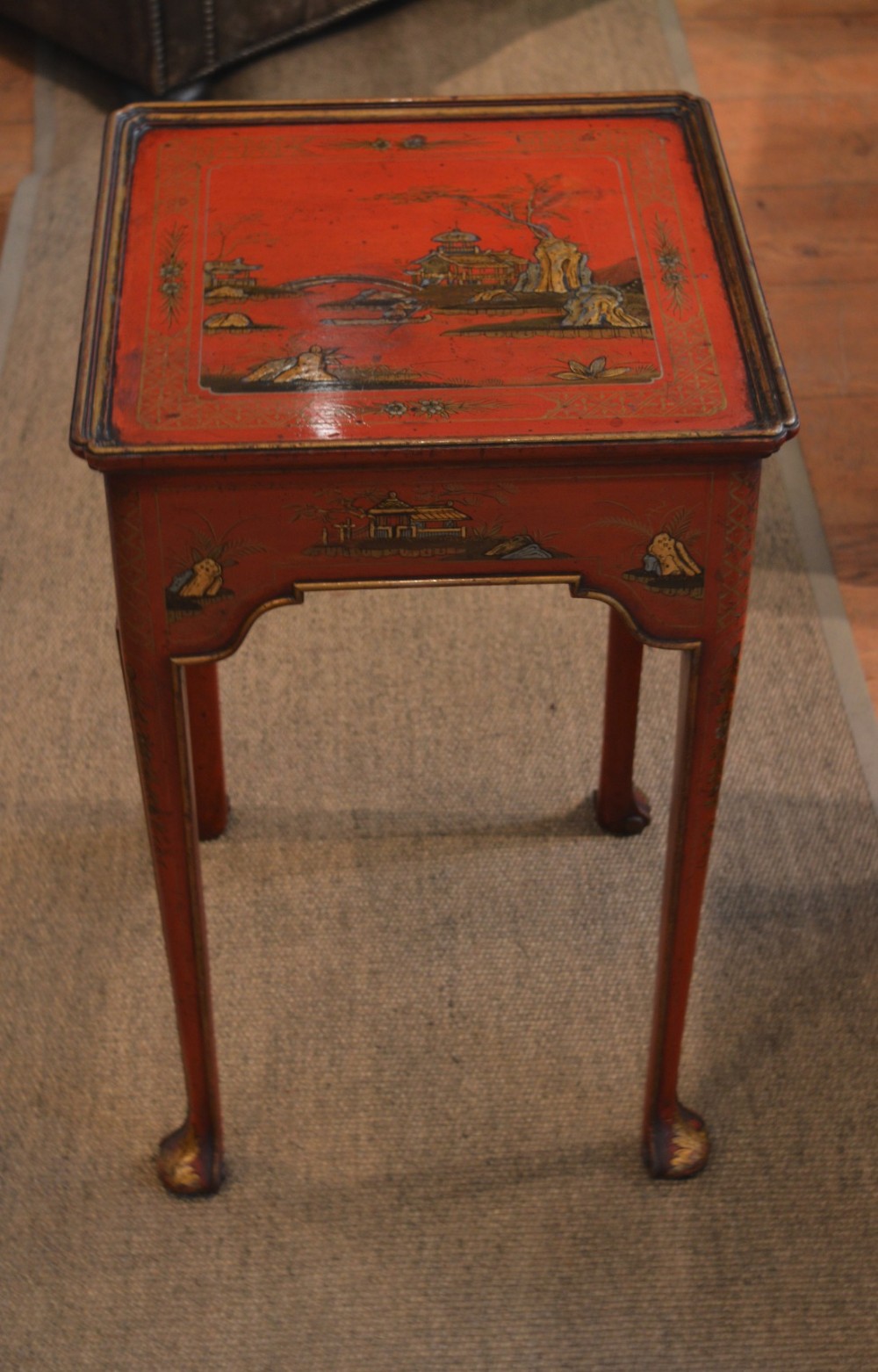 Red Chinoiserie Side Table (England, c. 1920)