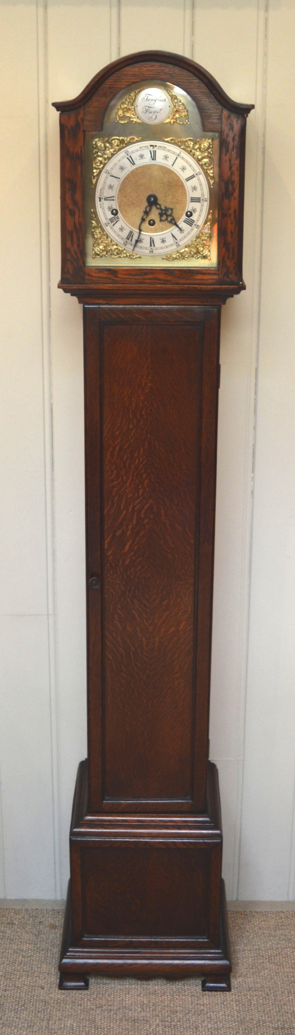 Small Oak Musical Grandmother Clock (England and Germany, c. 1920)