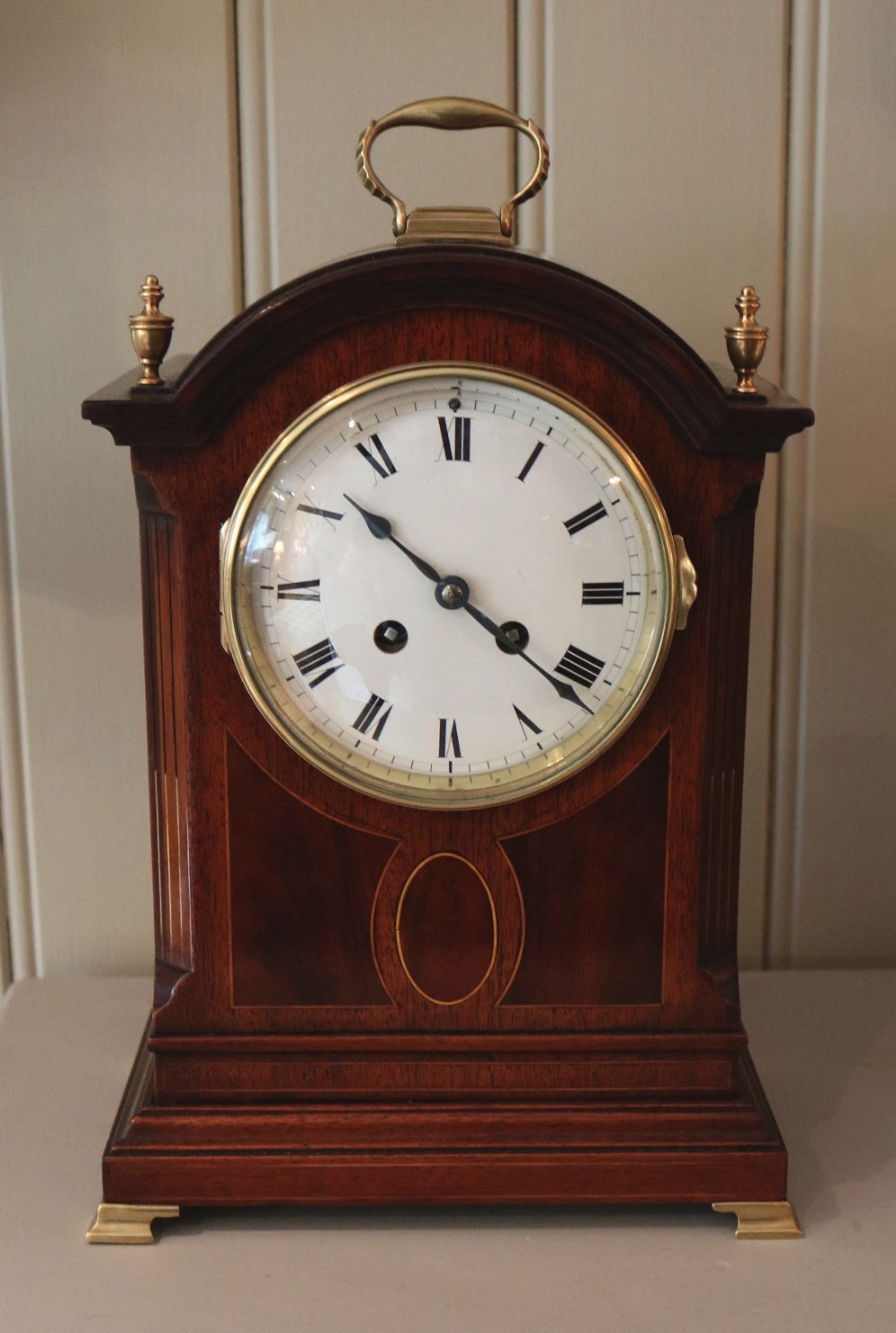 Edwardian Mahogany and Inlay Bracket Clock (England and France, c. 1910)