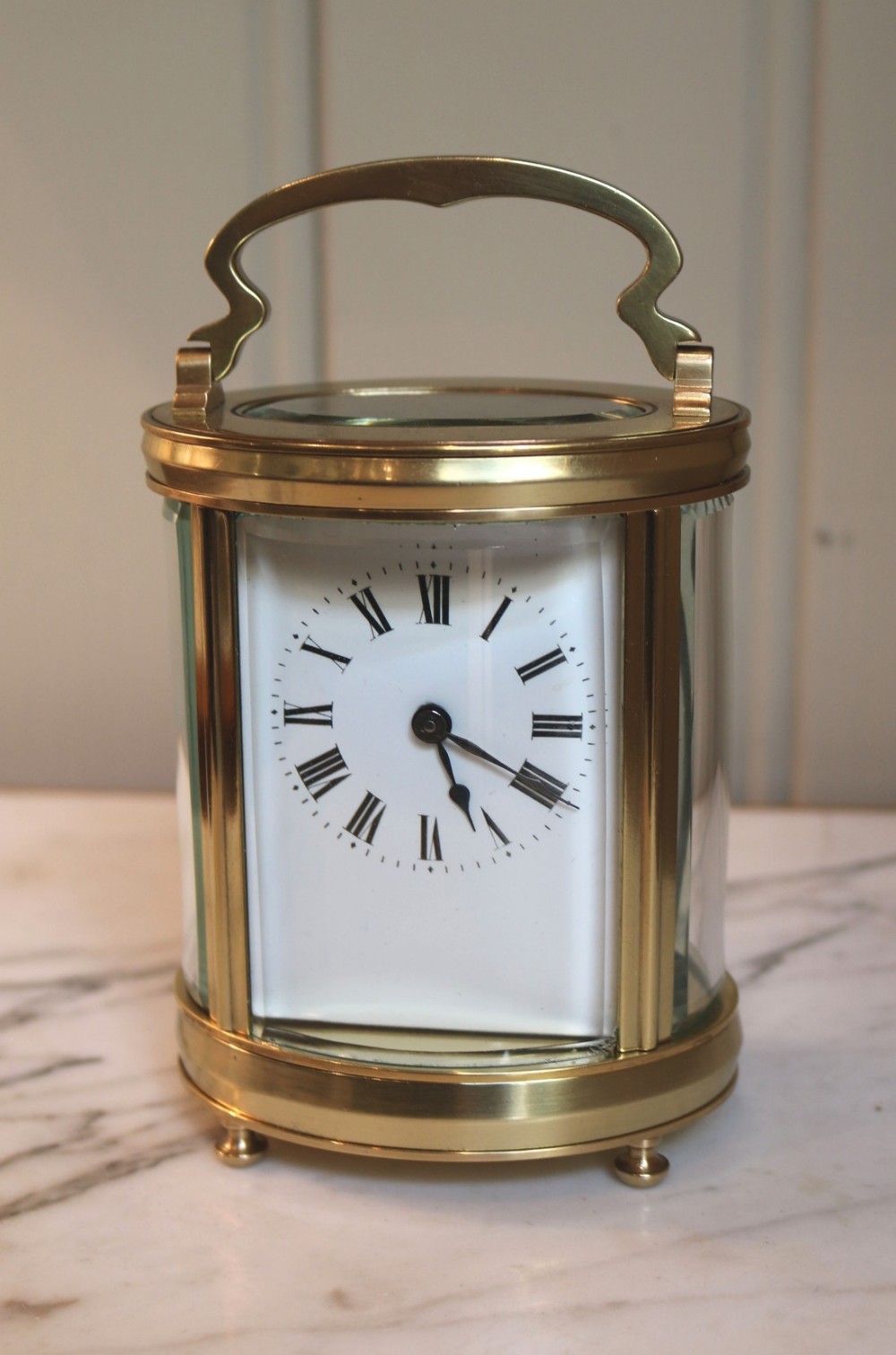 Late 19th Century Oval Brass Carriage Clock (France, c. 1890)