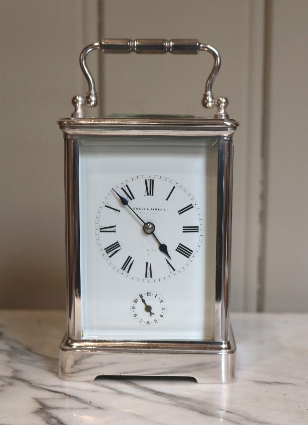 Large Silver Plated French Carriage Clock (France, c. 1890)