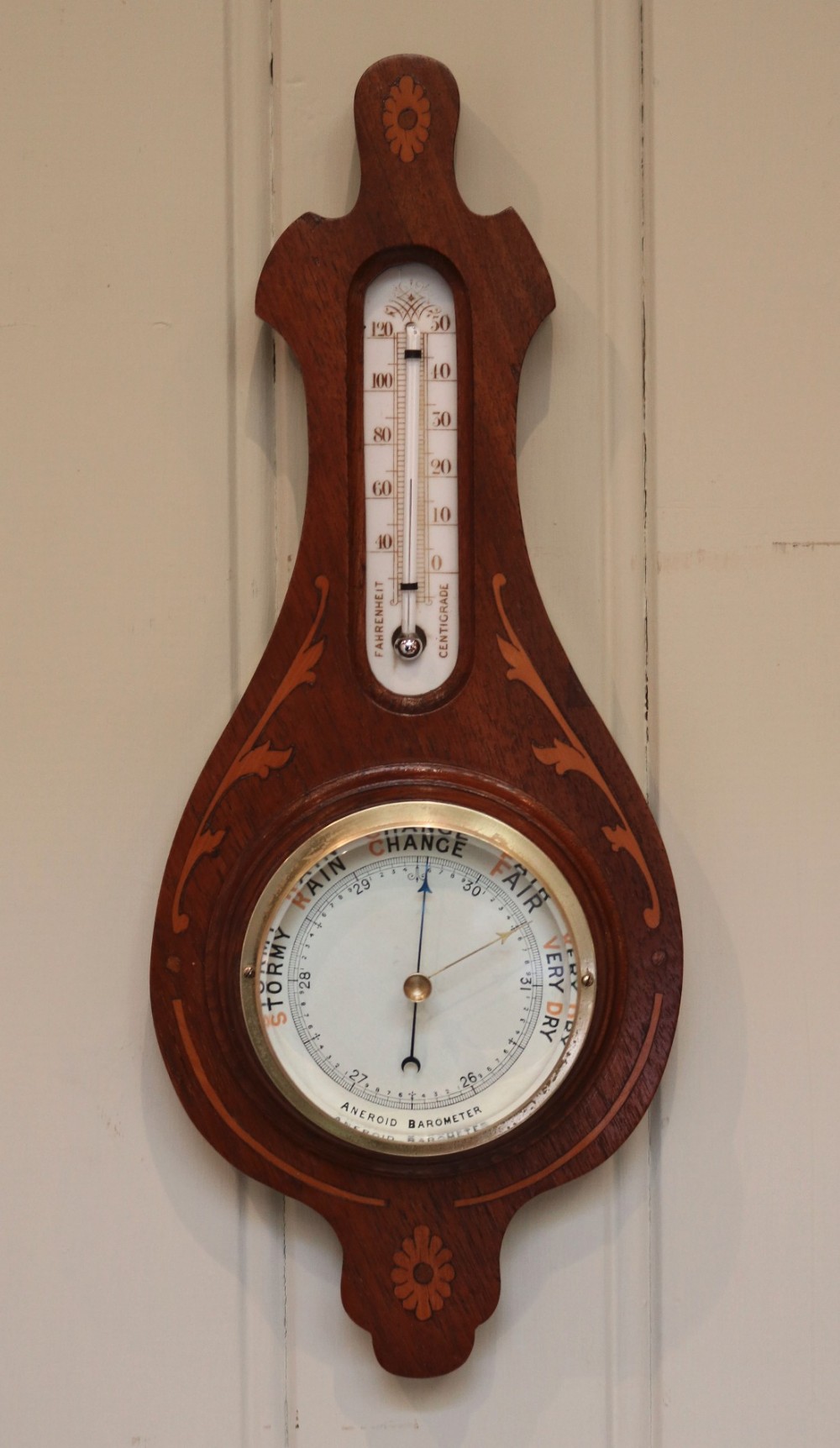 Edwardian Mahogany and Inlay Barometer (England, c. 1910)