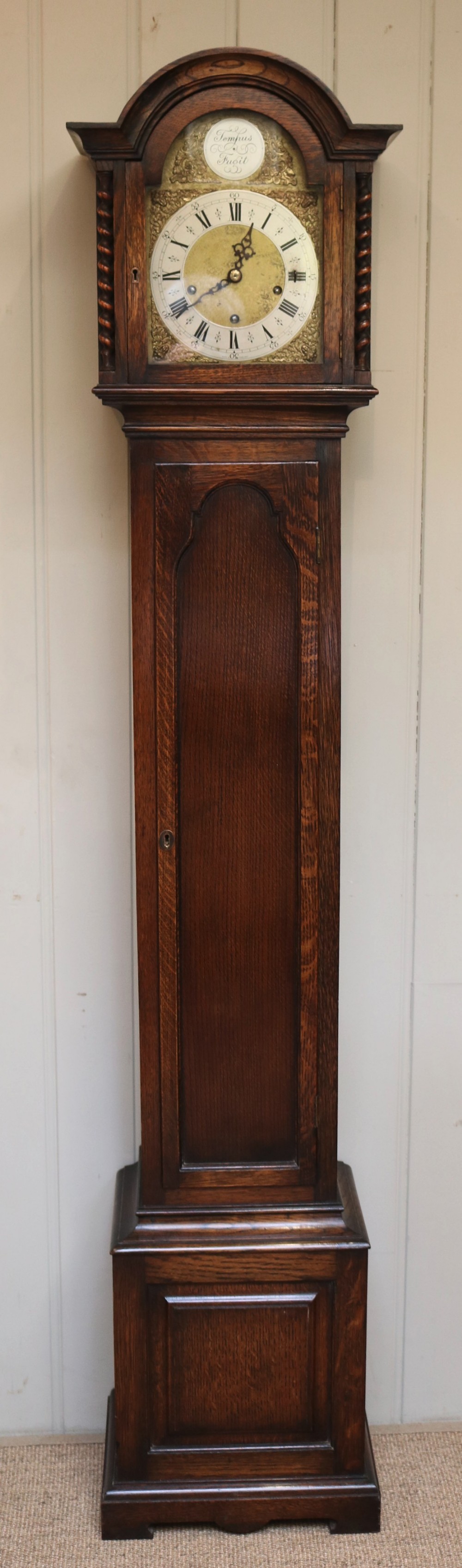 Solid Oak English Grandmother Clock (England, c. 1920)