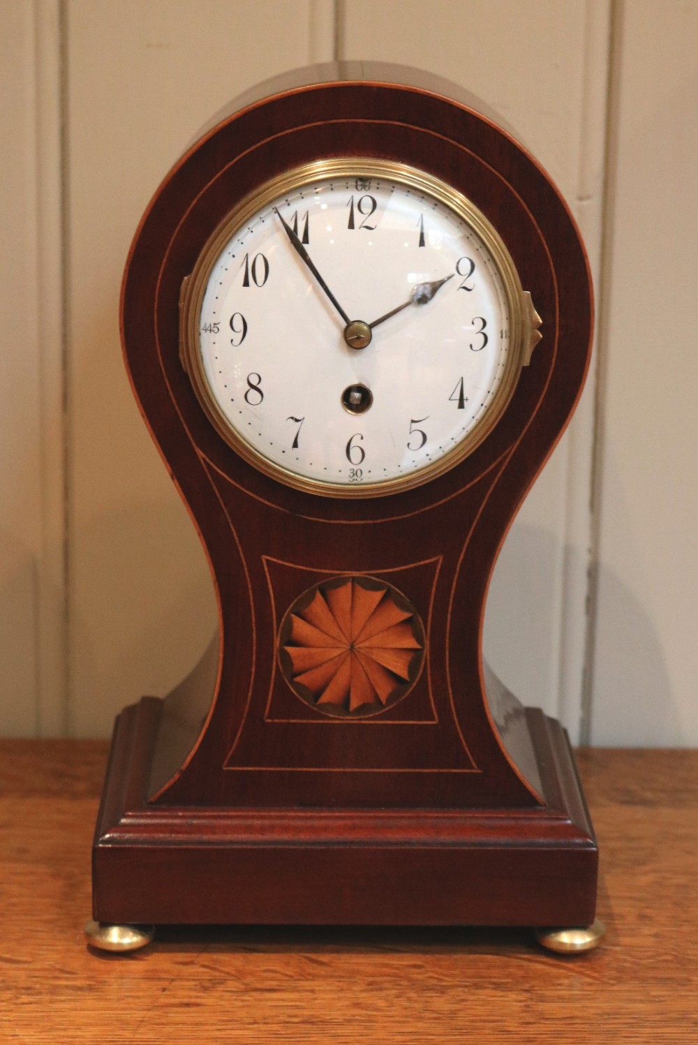 Edwardian Timepiece Mahogany Balloon Clock