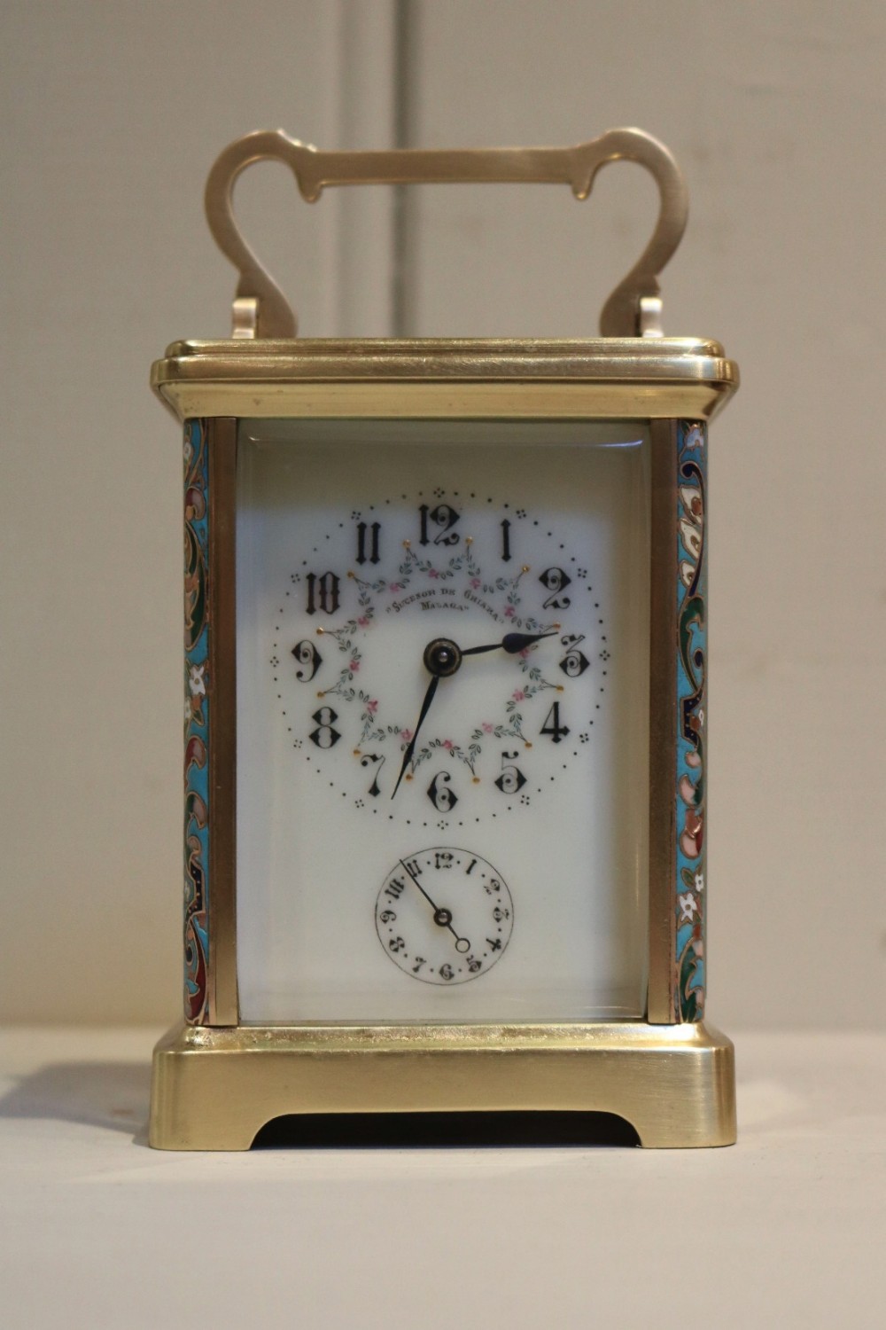 French Champleve Brass Carriage Clock (France, c. 1900)