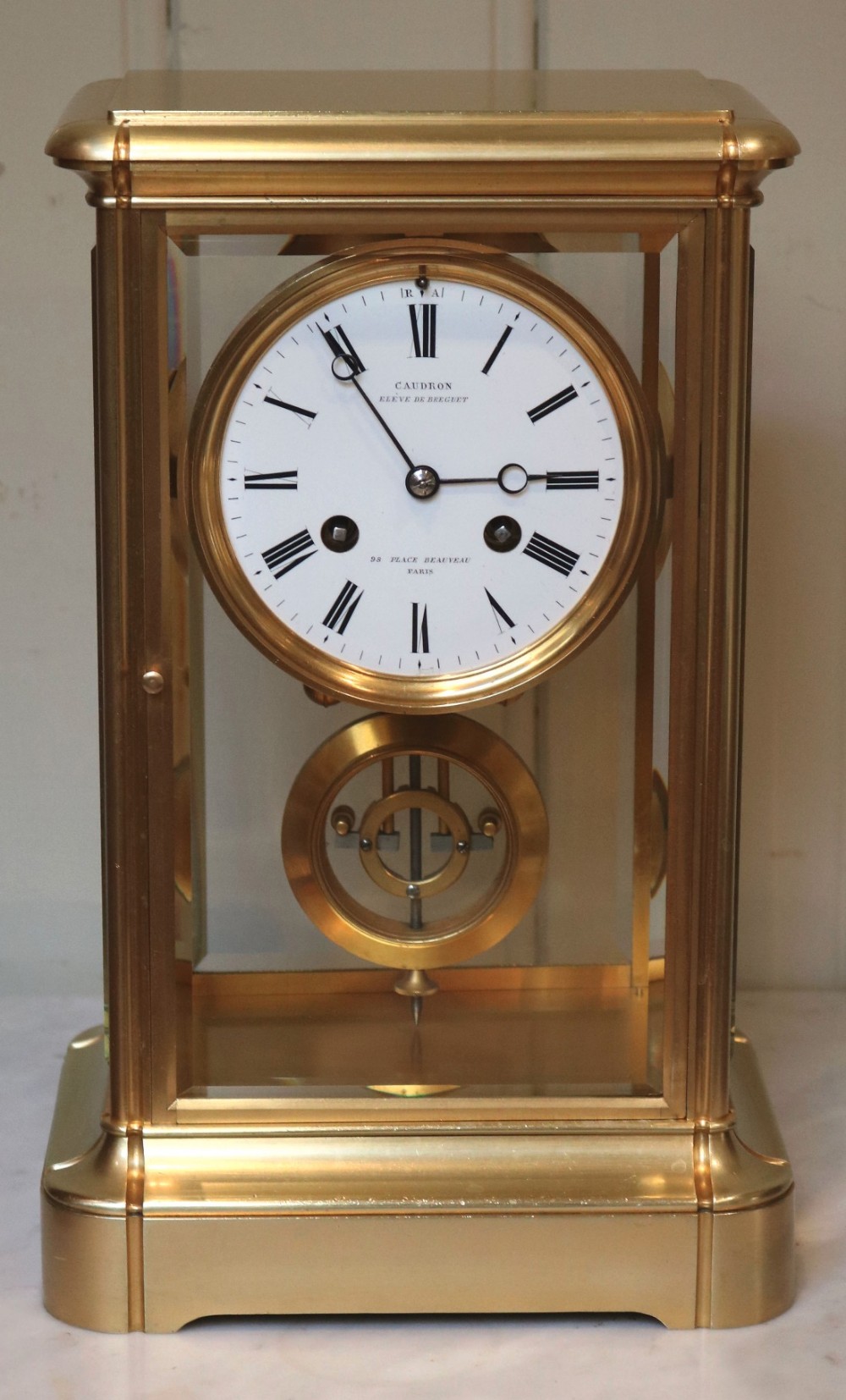 Bell Striking French Four Glass Clock (France, 1860)