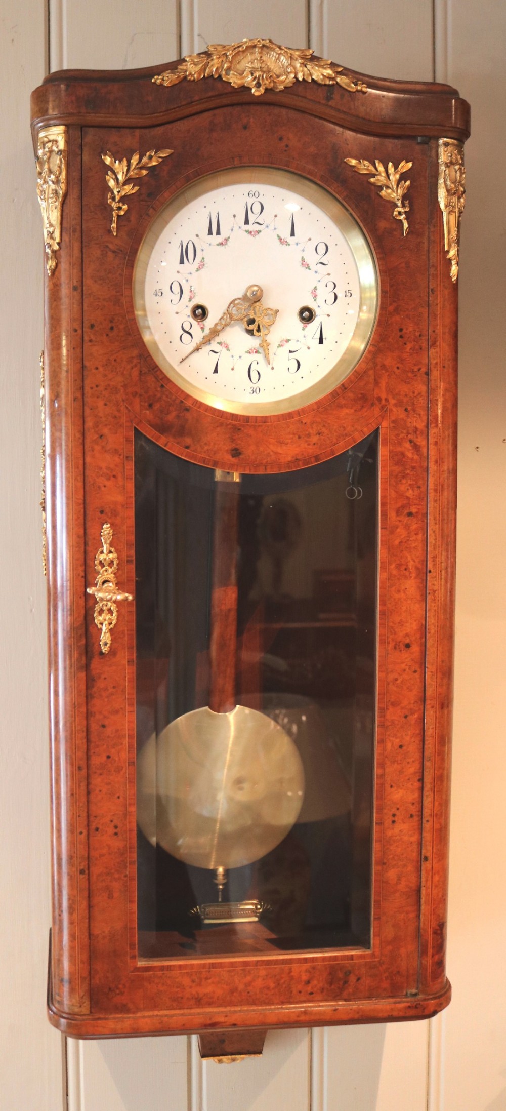  Burl Westminster Chime Wall Clock (France, 1910)