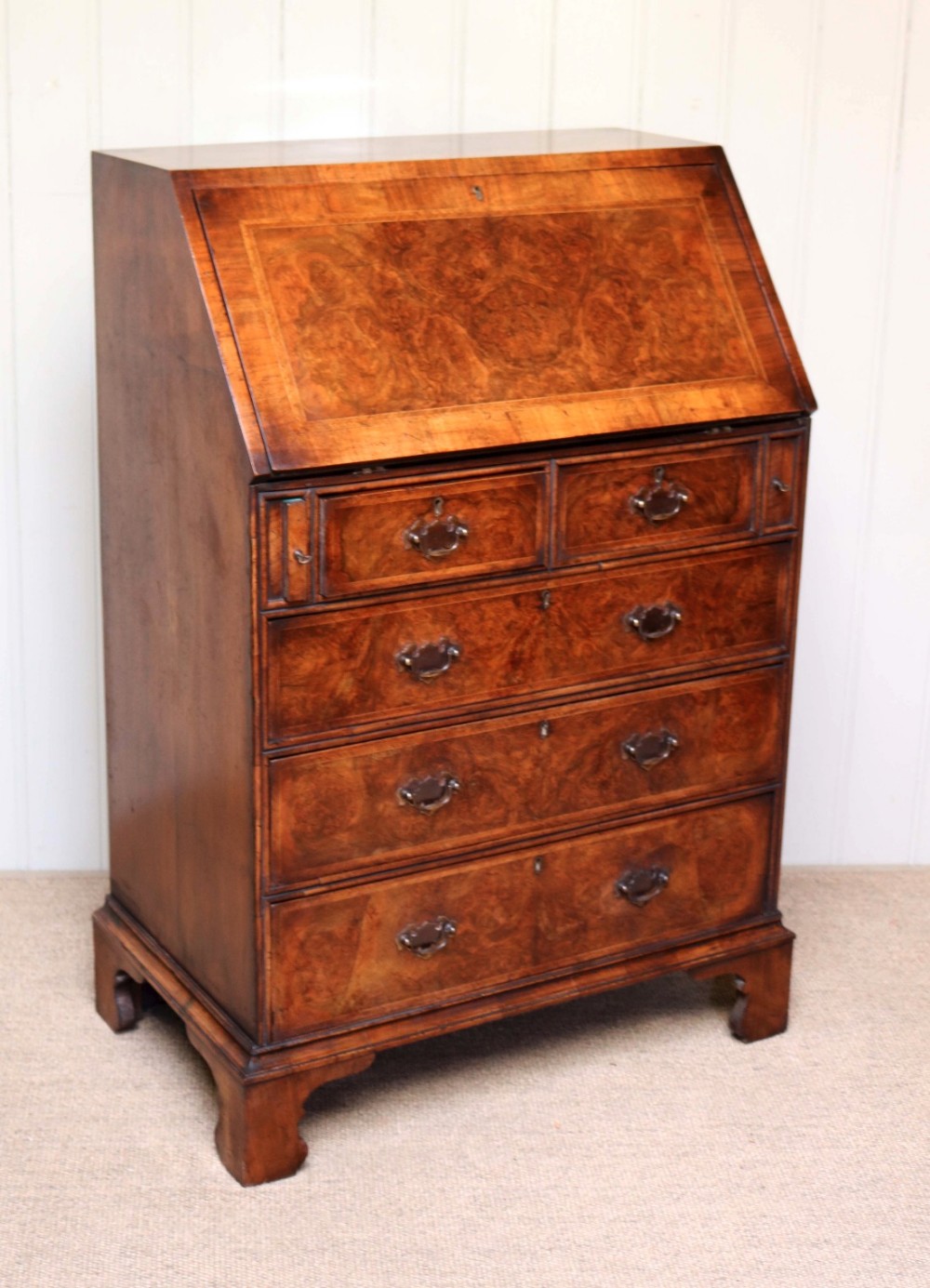 Georgian Style Burr Walnut Bureau 