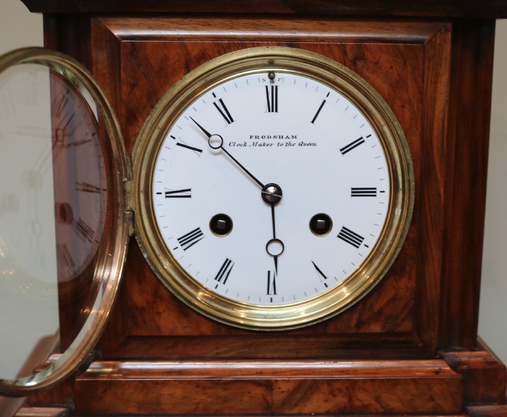 Figured Walnut Bell Striking Mantel Clock (England, c. 1870) View III