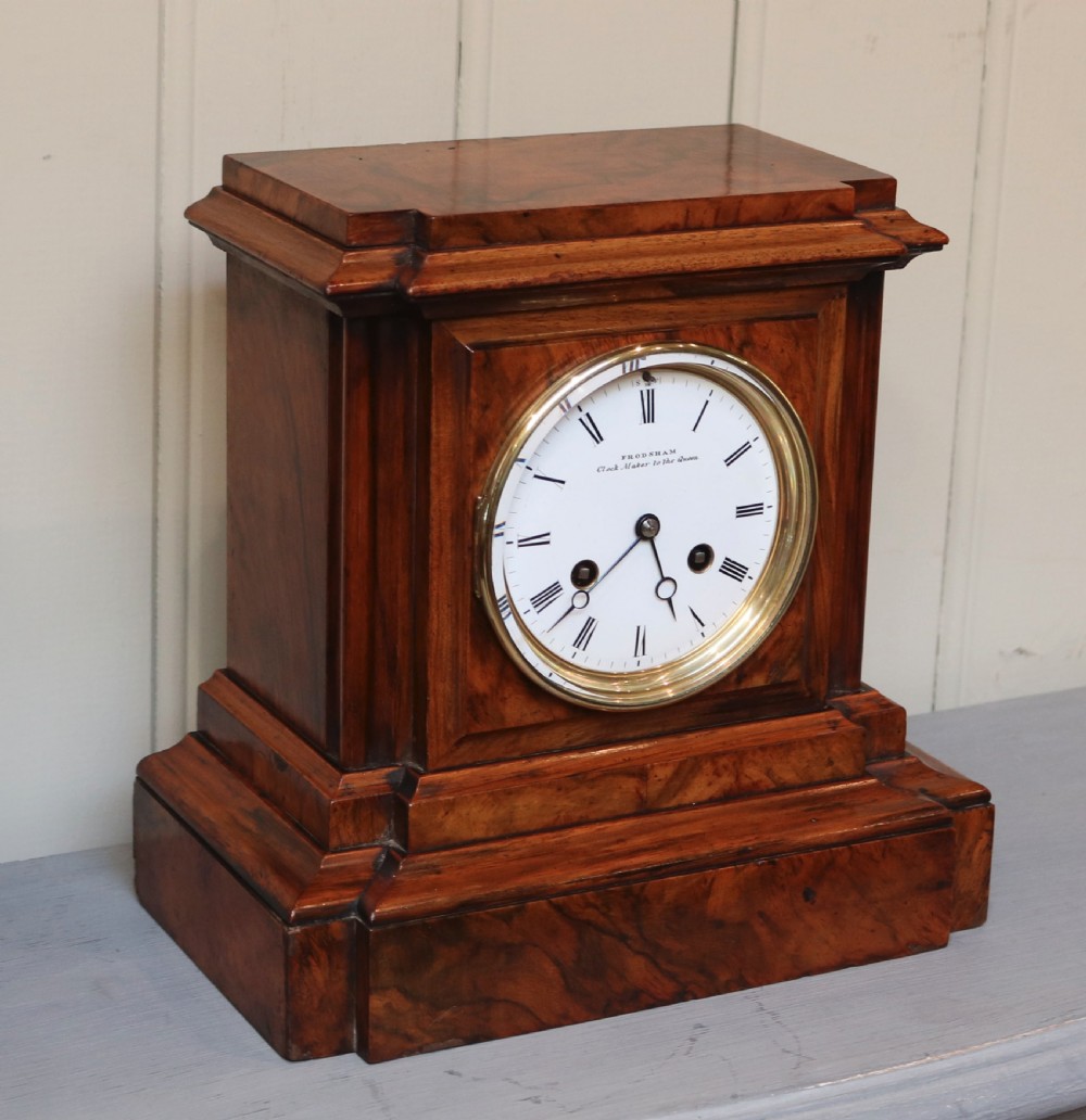 Figured Walnut Bell Striking Mantel Clock (England, c. 1870) View V