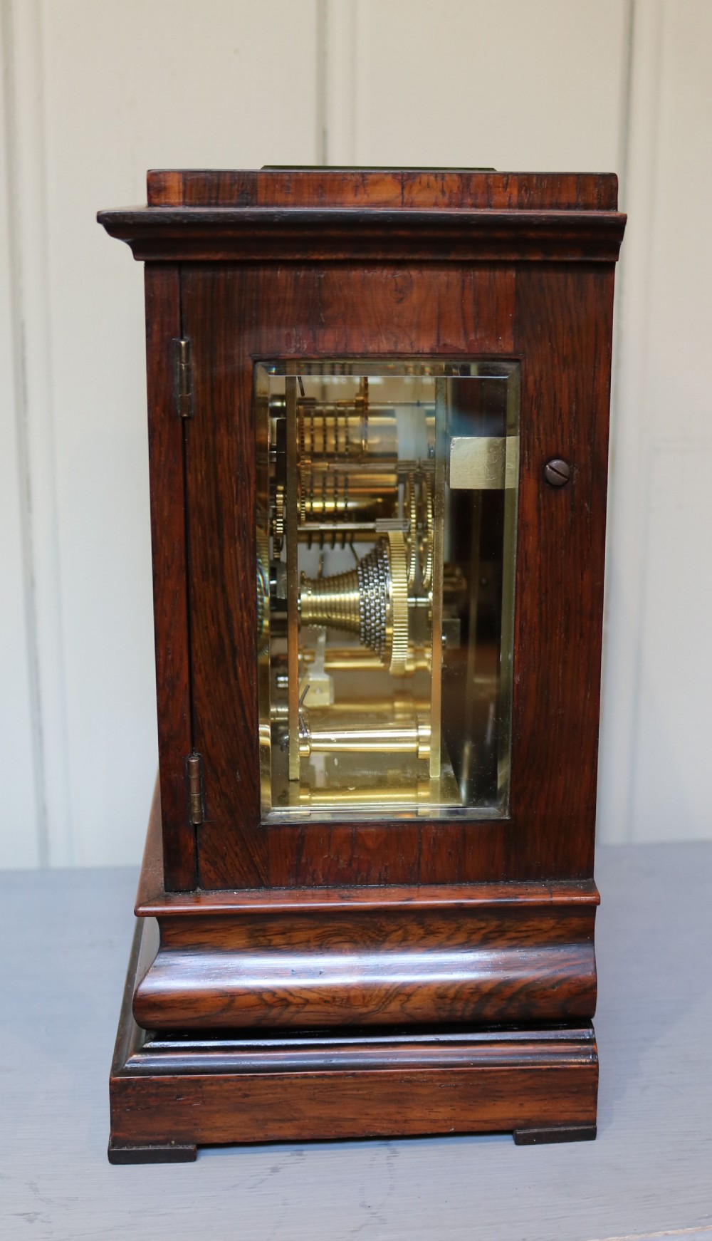 Small Rosewood Library Timepiece Bracket Clock (England, c. 1840) View IV