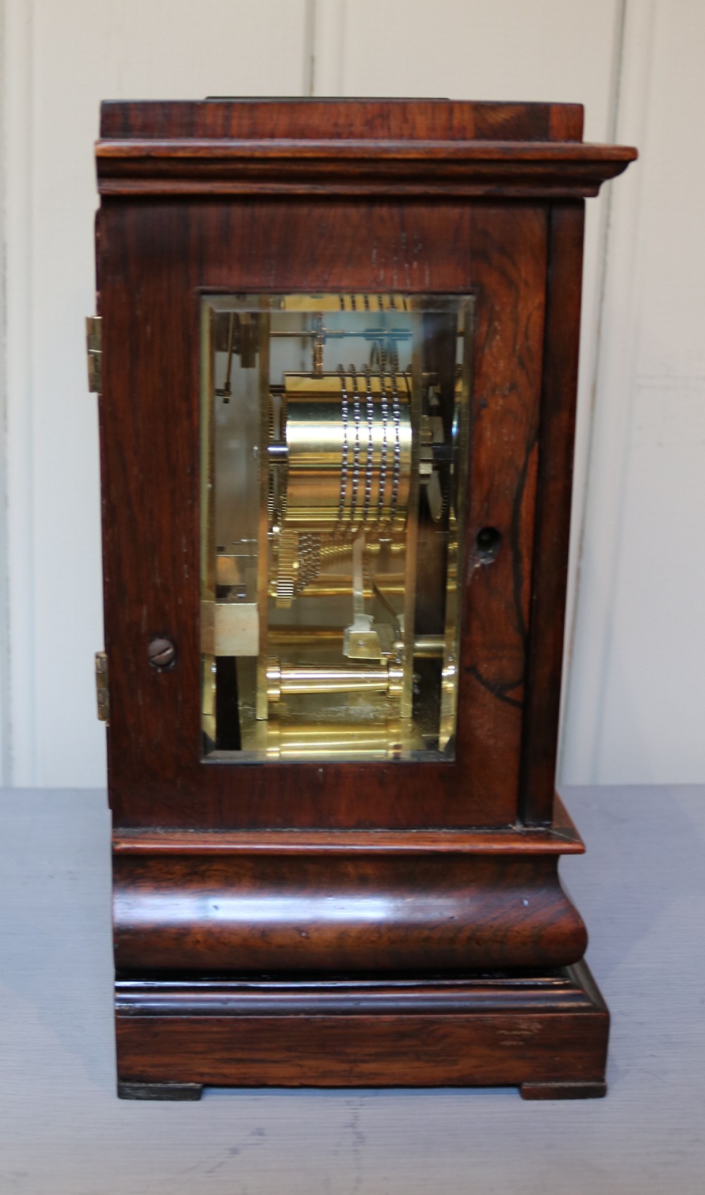 Small Rosewood Library Timepiece Bracket Clock (England, c. 1840) View V