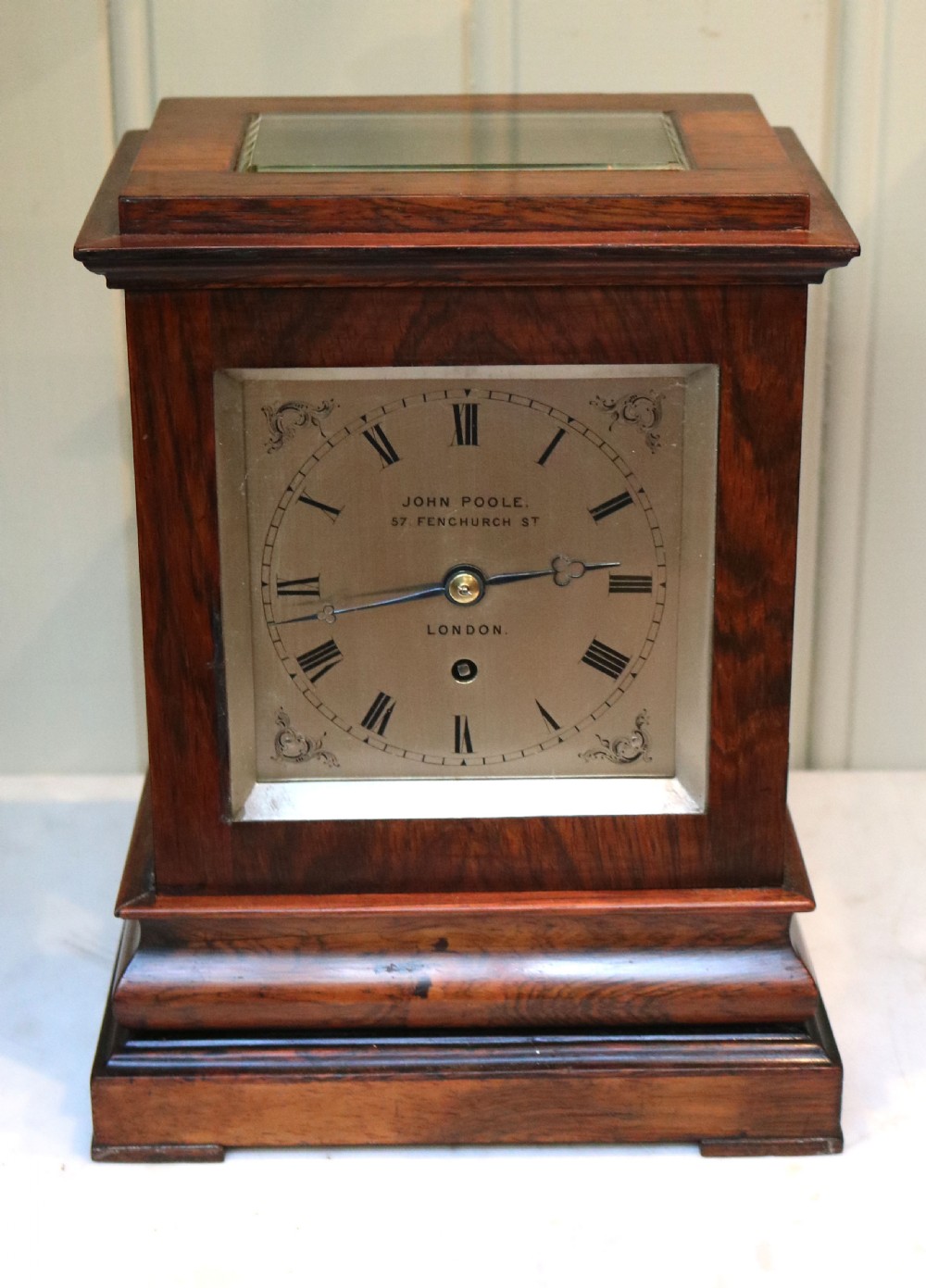 Small Rosewood Library Timepiece Bracket Clock (England, c. 1840) View VII