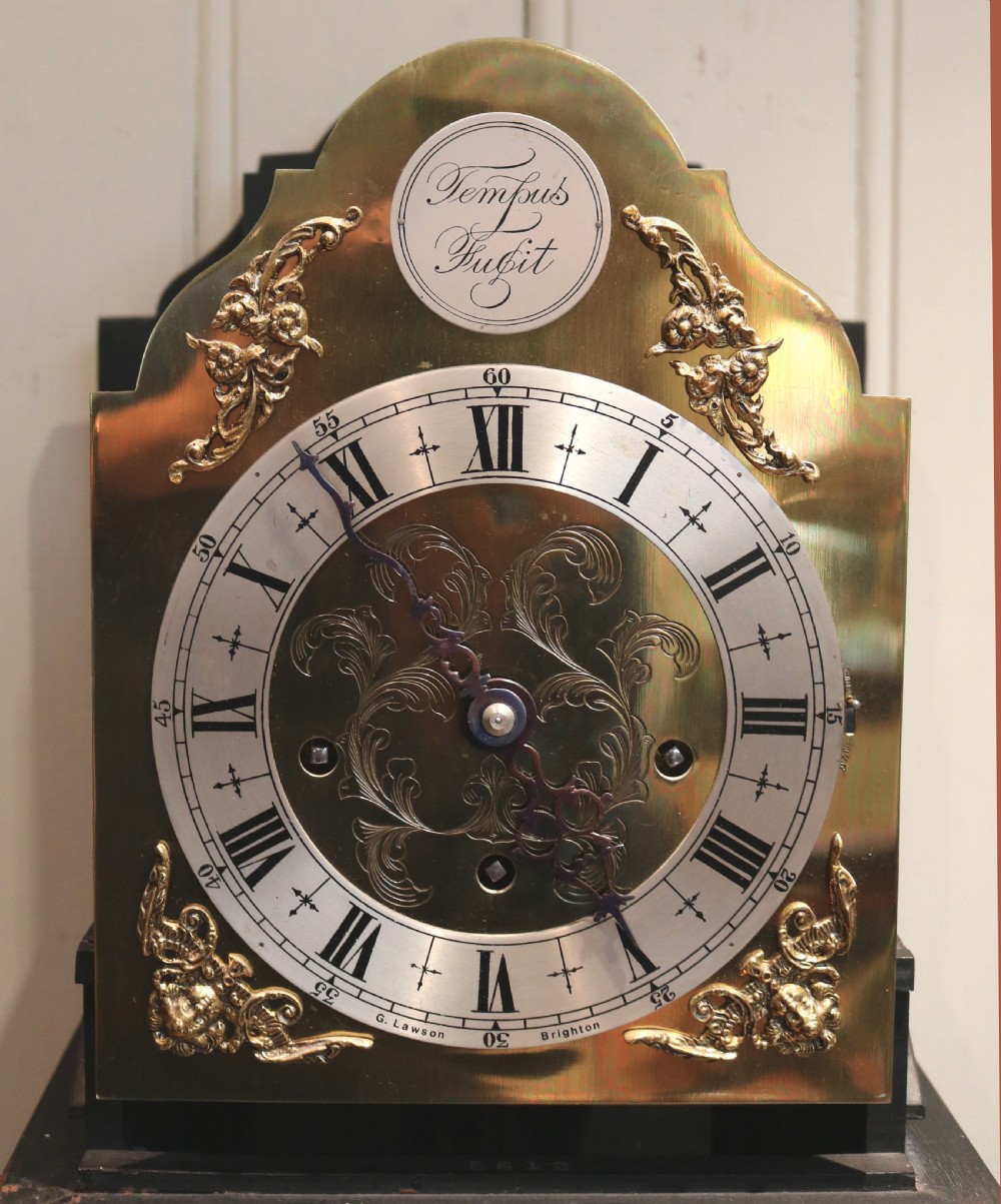 Figured Walnut Westminster Chime Grandmother Clock (England, c. 1920) View V