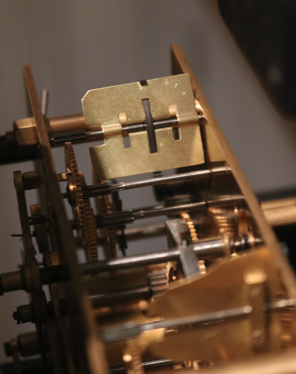 Figured Walnut Westminster Chime Grandmother Clock (England, c. 1920) View VIII