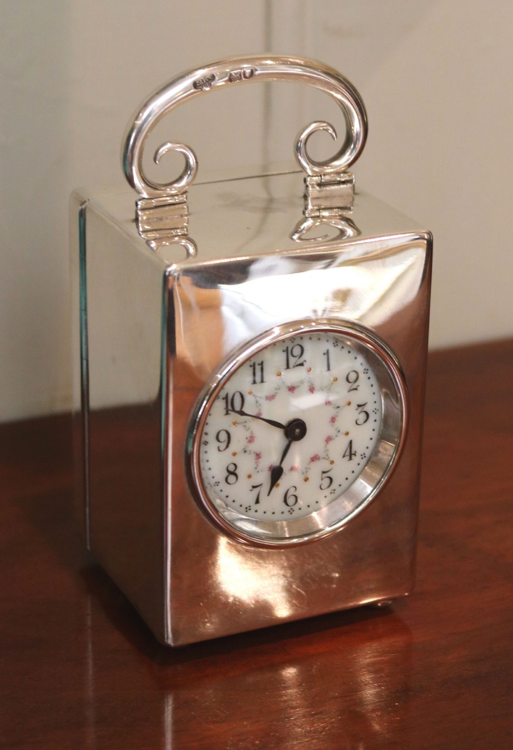 Solid Silver Carriage Clock in a Case (England, 1904) View II