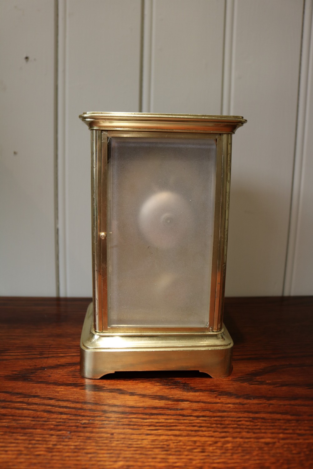 Porcelain Panel Bell Striking Four Glass Clock (France, c. 1870) View IX
