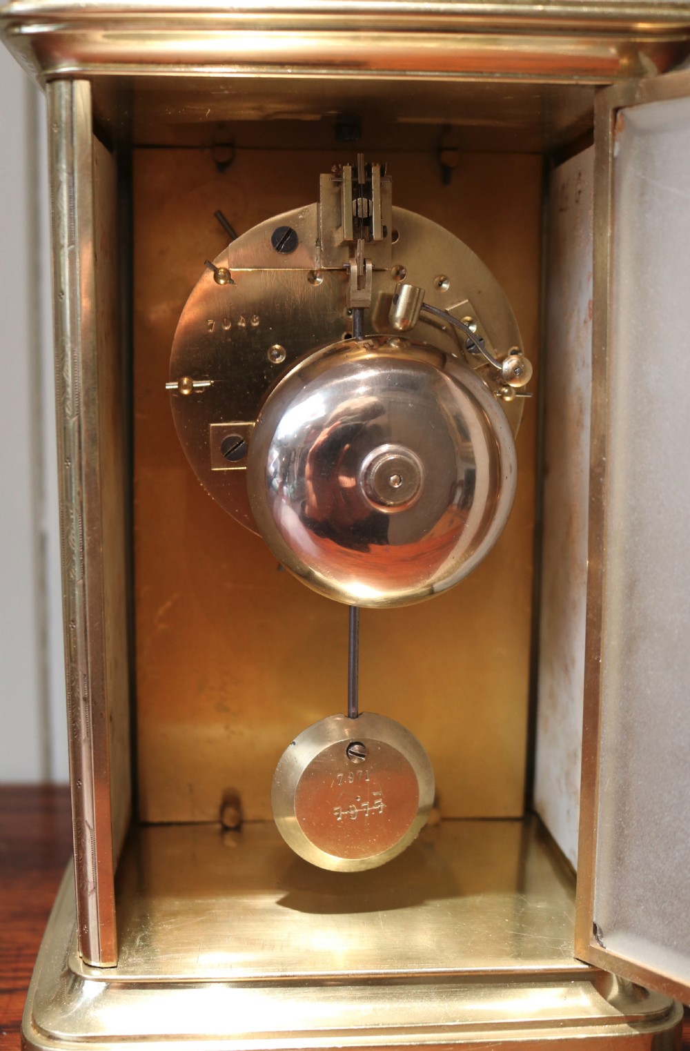 Porcelain Panel Bell Striking Four Glass Clock (France, c. 1870) View X