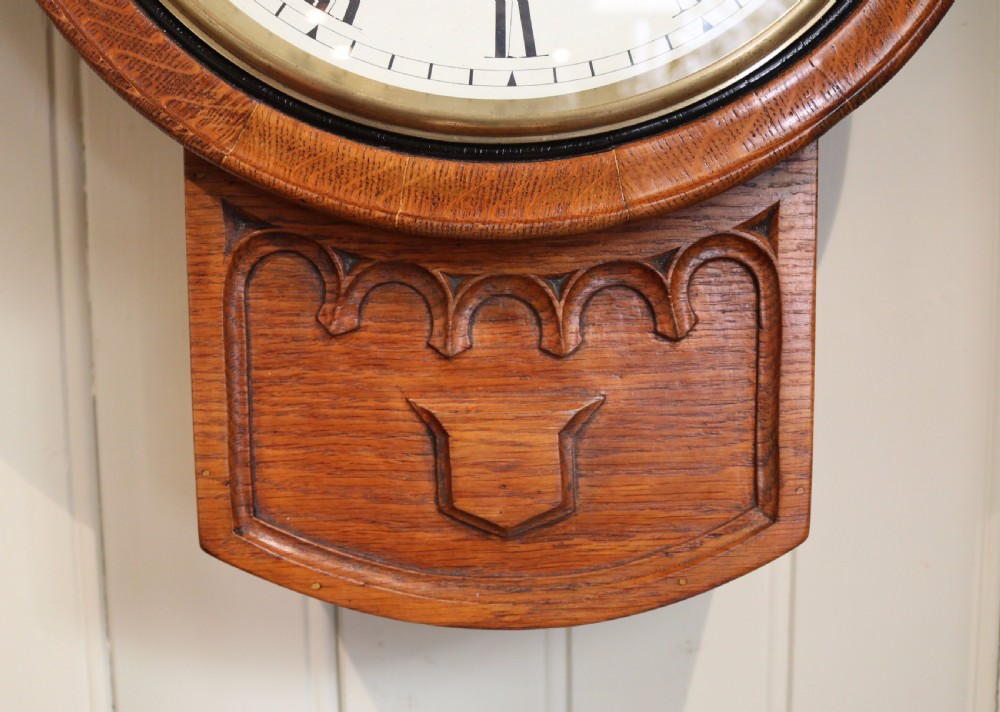 Oak Drop Dial Wall Clock (England, c. 1860) View II