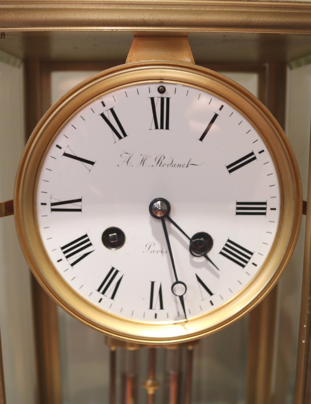 French Bell Striking Four glass Clock (France, c. 1860) View IV