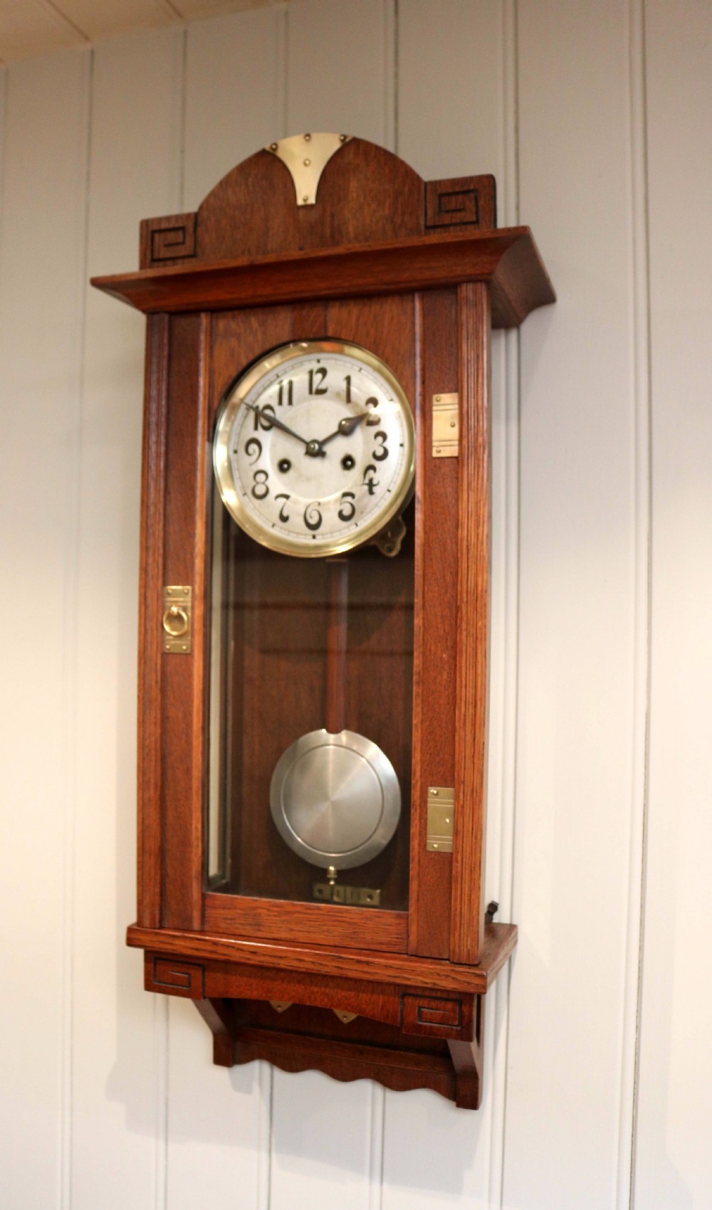 Oak Arts And Crafts Striking Wall Clock