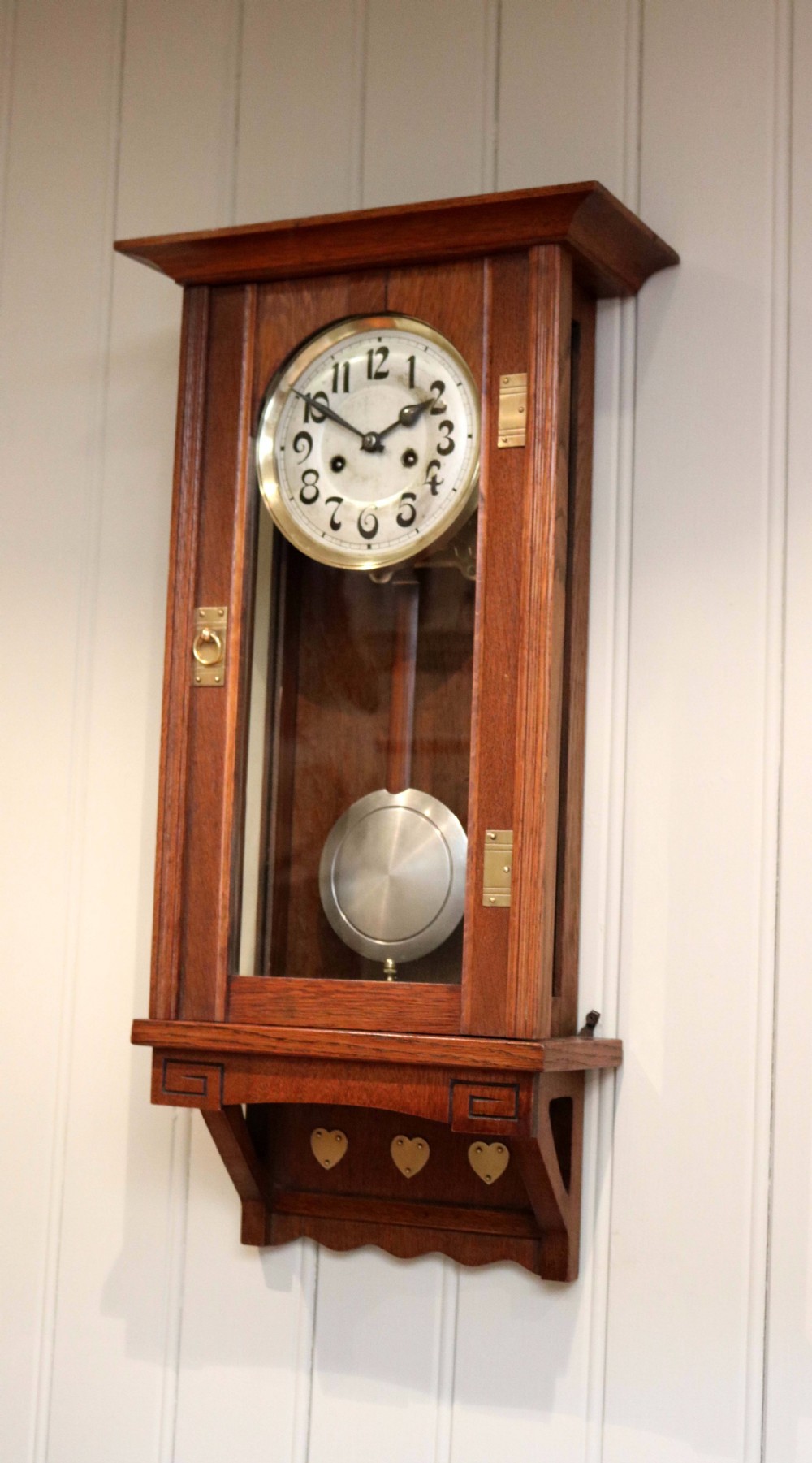 Oak Arts And Crafts Striking Wall Clock View II