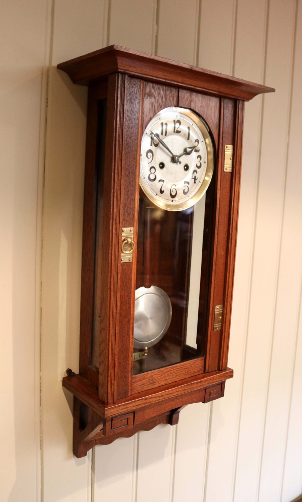 Oak Arts And Crafts Striking Wall Clock View III