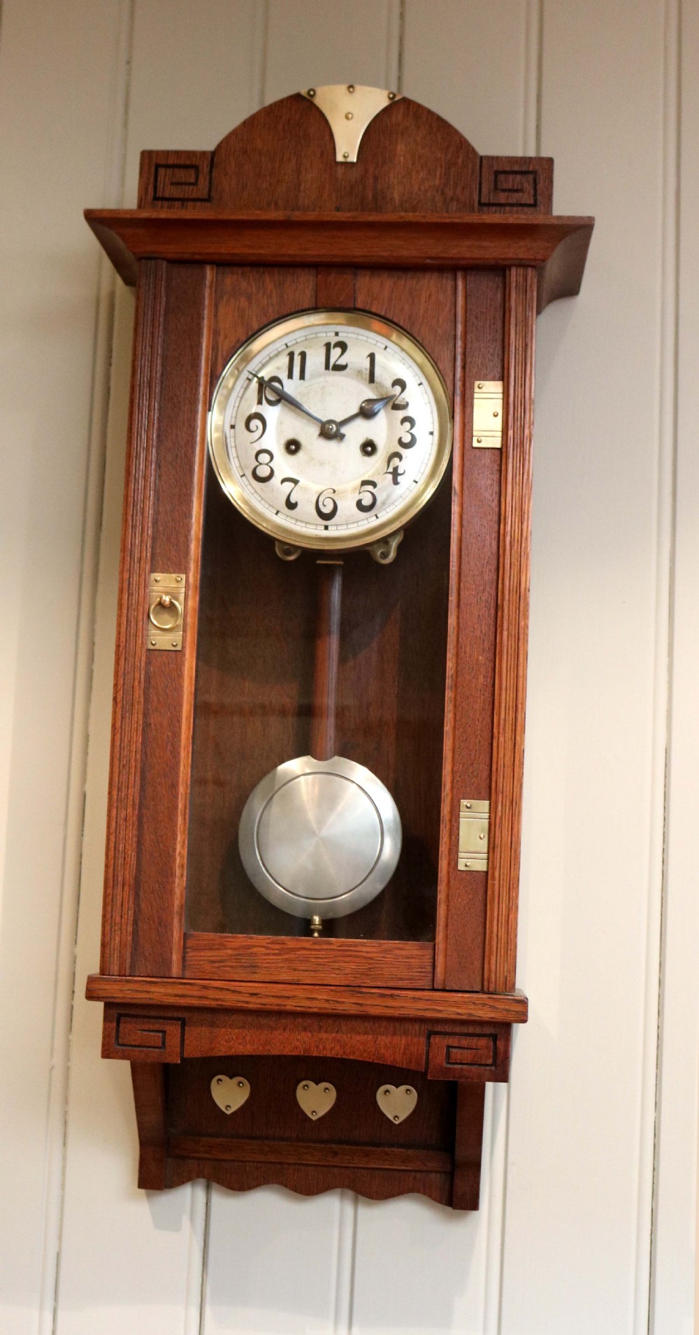 Oak Arts And Crafts Striking Wall Clock View V