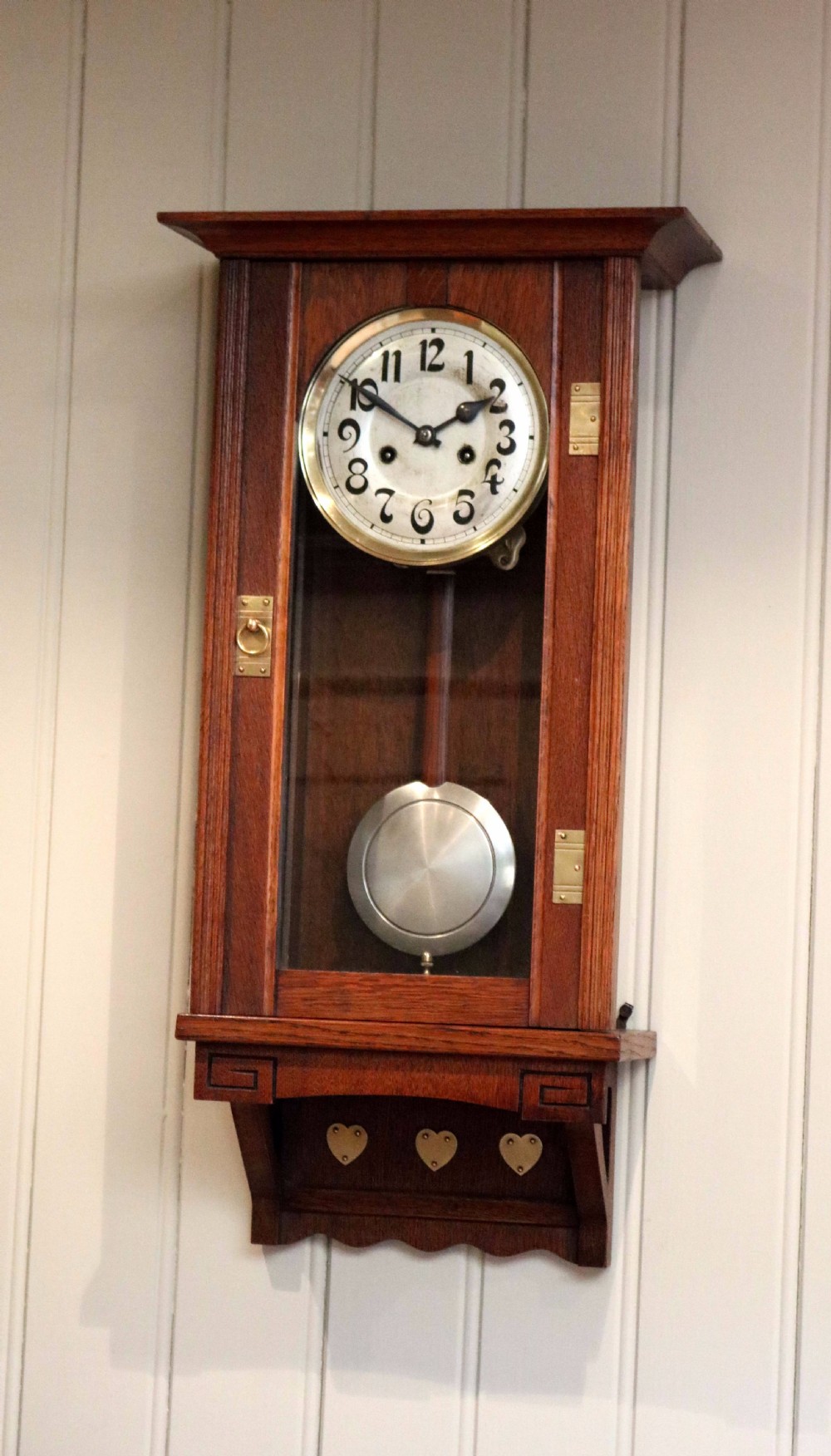 Oak Arts And Crafts Striking Wall Clock View VII