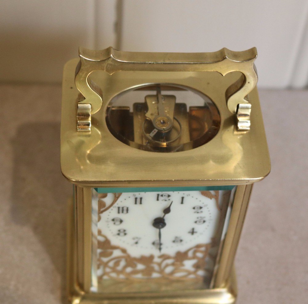 Brass Carriage Clock With Fancy Dial (France, c. 1890) View III