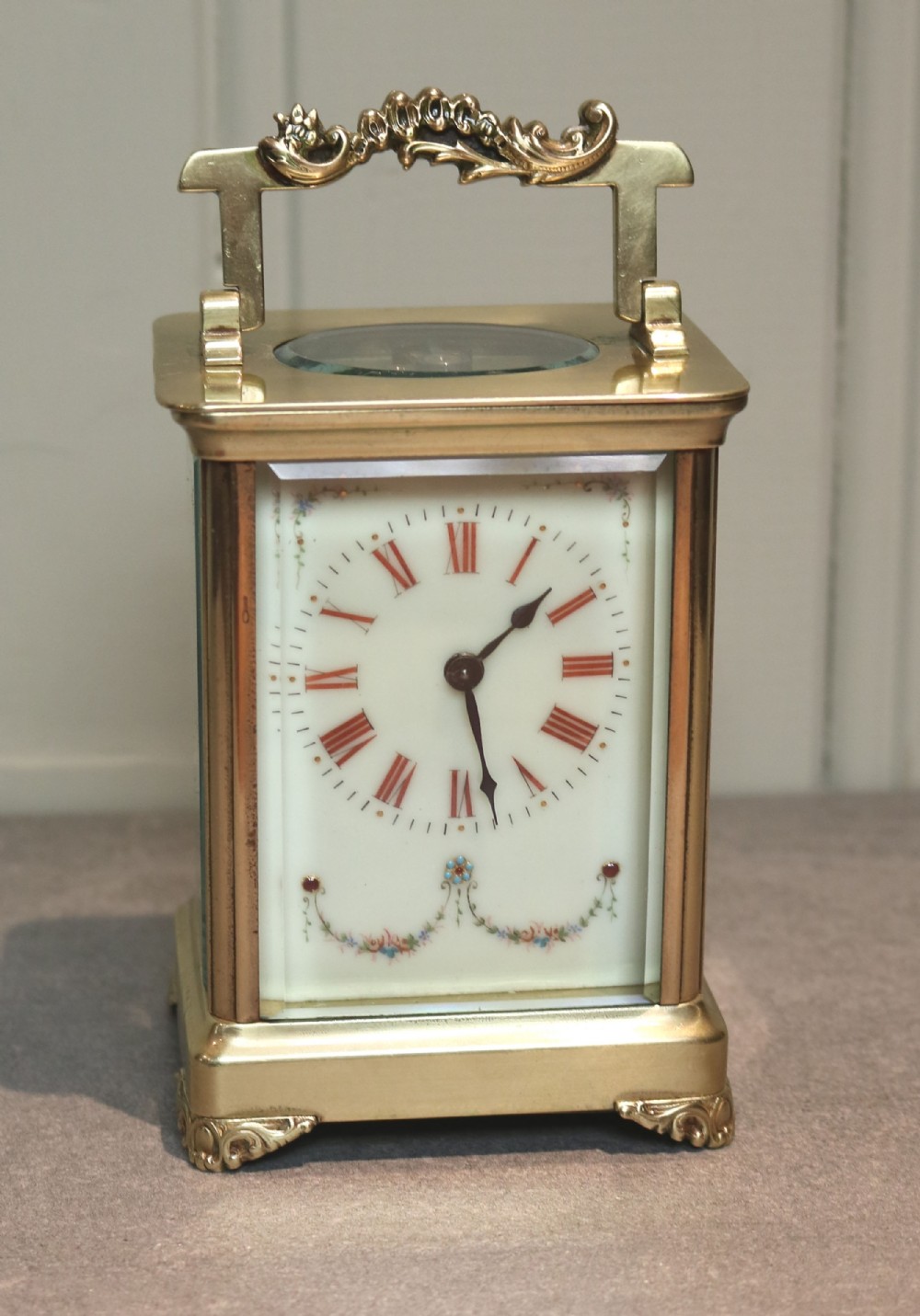 French Timepiece Carriage Clock with Red Numerals