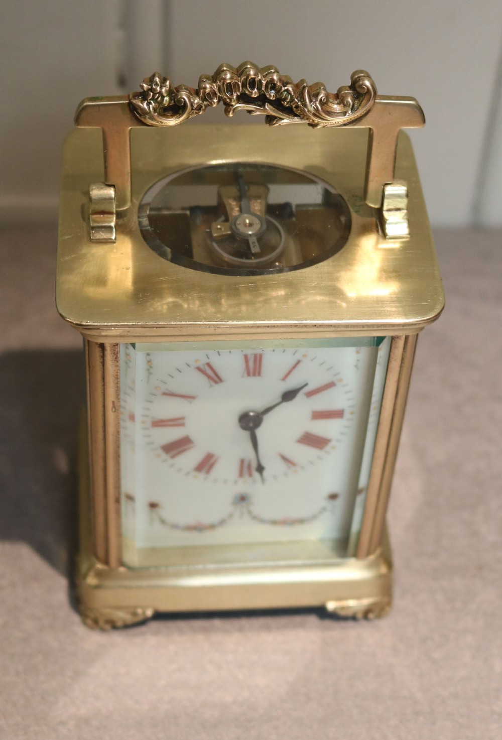 French Timepiece Carriage Clock with Red Numerals View VI