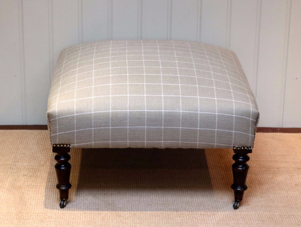 French Beechwood Framed Upholstered Foot Stool 