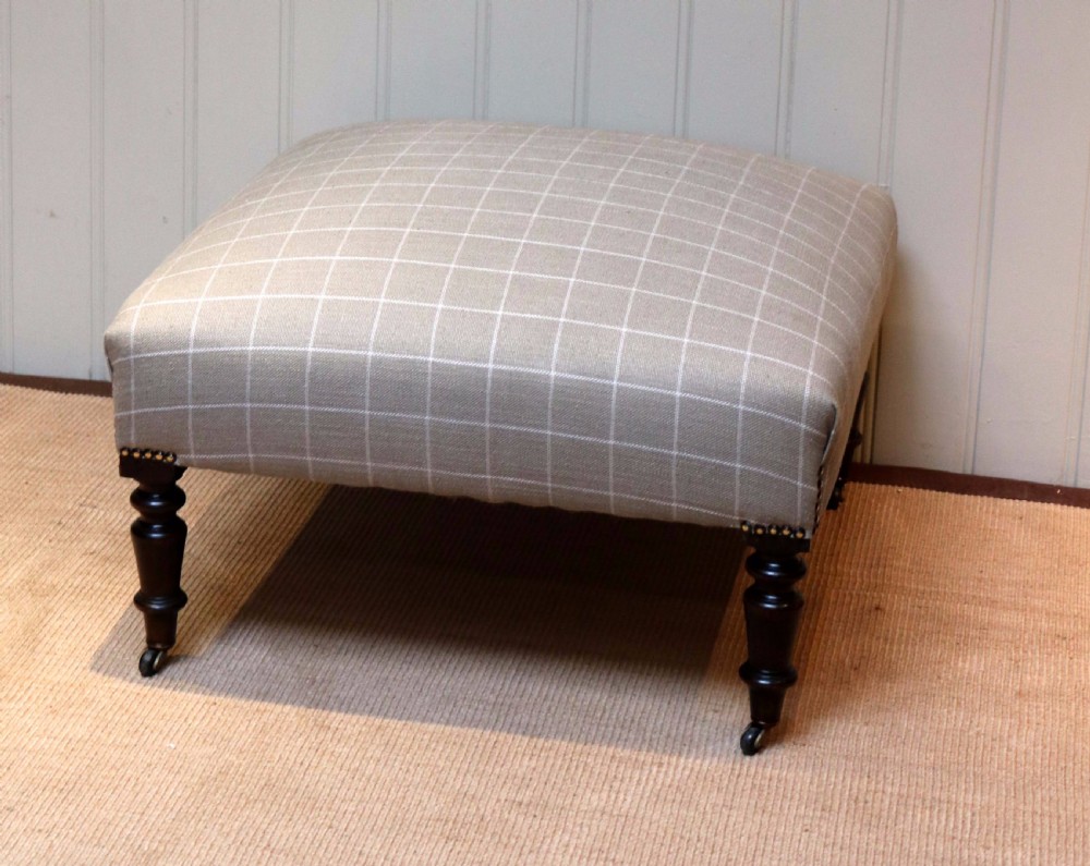 French Beechwood Framed Upholstered Foot Stool  View IV