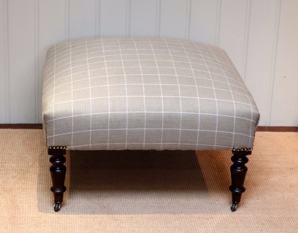 French Beechwood Framed Upholstered Foot Stool  View V